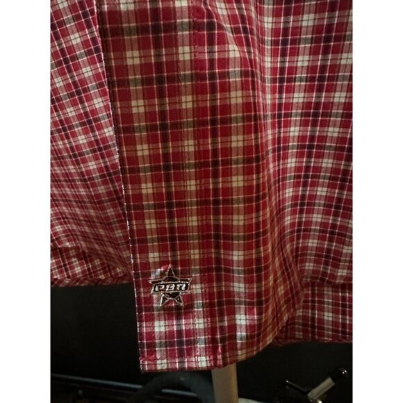 NWT Mens Wrangler PBR Size L XL Red Buffalo Plaid S/S Professional Bull Riders - Picture 8 of 8